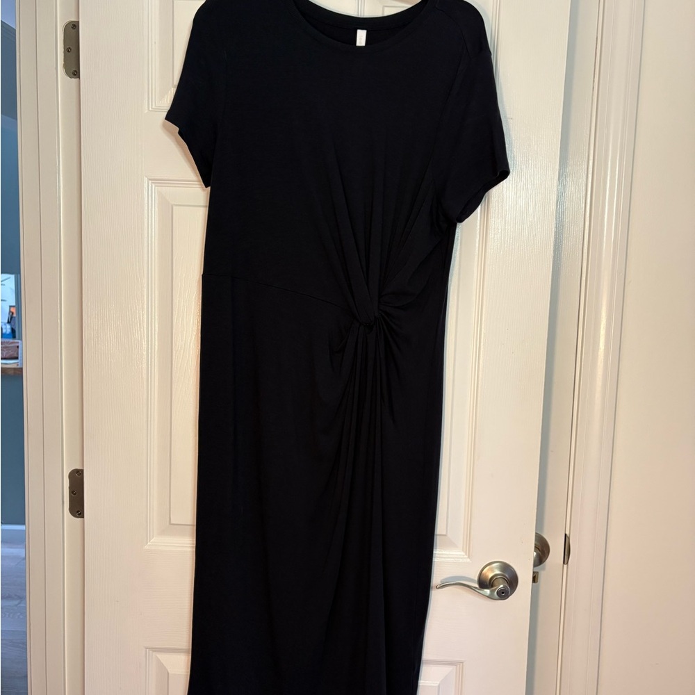 Tahari Black Casual Midi Dress with Dolman Sleeves